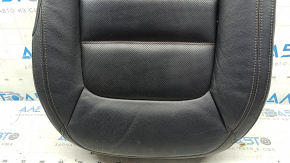Mazda CX-5 17-23 driver's seat cushion upholstery, black leather, with brown stitching, heated, perforated, dented