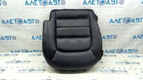 Mazda CX-5 17-23 passenger seat cushion upholstery, black leather, with brown stitching, heated, perforated, worn, dented