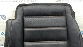 Mazda CX-5 17-23 passenger seat cushion upholstery, black leather, with brown stitching, heated, perforated, worn, dented