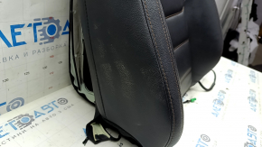 Mazda CX-5 17-23 passenger seat back upholstery, black leather, with brown stitching, heated, perforated, needs cleaning, scuffed