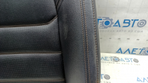 Mazda CX-5 17-23 passenger seat back upholstery, black leather, with brown stitching, heated, perforated, needs cleaning, scuffed
