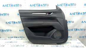 Mazda CX-5 2023-2025 front left door panel with black leather insert, black leather armrest, chrome molding, scratches, scuffs