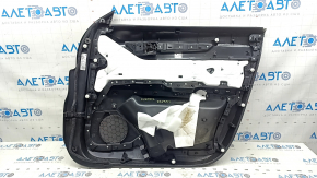 Mazda CX-5 2023-2025 front left door panel with black leather insert, black leather armrest, chrome molding, scratches, scuffs