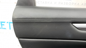 Rear left door panel for Mazda CX-5 17-23 with black leather insert, black leather armrest, chrome molding, scratches, abrasions