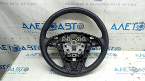 The steering wheel is bare, Lincoln MKC 15-19, black leather, worn, the braid is torn.