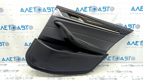 Rear right door panel assembly for BMW 5 G30 17-23, black leather, Sensatec, armrest and insert, black leather, glossy wood molding, with backlight, with handle, tears