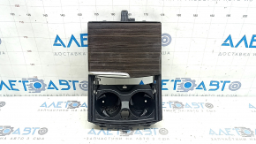 BMW 5 G30 17-23 center console pocket, gray diamond, with cup holders, cigarette lighter, for wireless charging