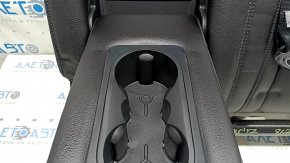 Left rear seat back, 2nd row, Lincoln MKC 15-19, black leather, with belt and armrest, wrinkled, needs cleaning, scratches on plastic