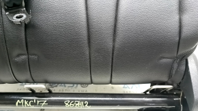 Left rear seat back, 2nd row, Lincoln MKC 15-19, black leather, with belt and armrest, wrinkled, needs cleaning, scratches on plastic