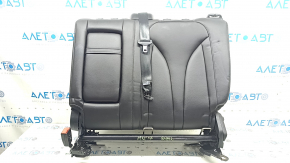 Left rear seat back, 2nd row, Lincoln MKC 15-19, black leather, with belt and armrest, wrinkled, needs cleaning, scratches on plastic