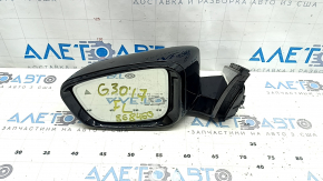 Left side mirror assembly for BMW 5 G30 17-23, 5 pins, BSM, heated, turn signal, auto-dimming, black (668)