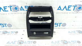 Rear center console trim for BMW 5 G30 20-23, black, with pocket for cigarette lighter and USB