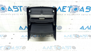 Rear center console trim for BMW 5 G30 20-23, black, with pocket for cigarette lighter and USB