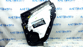 Door trim, rear left, Lincoln MKC 15-19, black with black leather insert, black leather armrest, gray molding, structure, under the tweeter, scratches