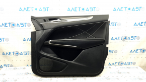 Door trim panel front left Lincoln MKC 15-19 black leather, armrest leather, creases, bumps, scratches, broken fasteners