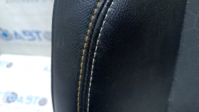 Jeep Compass 17-21 driver's seat back upholstery, black leather combination, white and brown stitching, scratched