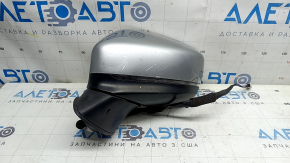 Left side mirror assembly Mazda CX-5 17-24, 6 pins, BSM, heated, turn signal, silver, crack in housing