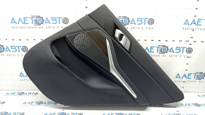 Door trim panel rear right BMW X5 G05 19-22 black leather without curtain, Fineline Stripe wood insert, beige leather armrest, with handle and overlays, bumpers