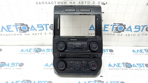 Multimedia control with climate control for Ford F150 15-20, black, SINC 3, with buttons for disabling stability control and hazard warning lights, painted frame
