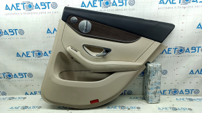 Door trim panel, rear right Mercedes GLC 16-22, beige leather, wood grain insert, Burmester, beige leather armrest, with backlight, for cleaning