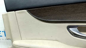 Front left door panel for Mercedes GLC 16-22, beige leather, wood grain insert, Burmester, beige leather armrest, illuminated, ready to clean