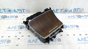 Mercedes GLC 20-22 center console pocket in brown wood, with backlighting, for wireless charging