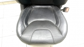 Jeep Cherokee KL 19-23 passenger seat with AIRBAG, black leather with perforation, electric, Limited, dented, worn, needs cleaning, scratches