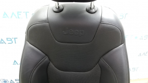 Jeep Cherokee KL 19-23 passenger seat with AIRBAG, black leather with perforation, electric, Limited, dented, worn, needs cleaning, scratches