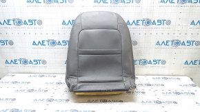 Chevrolet Malibu 16-25 passenger seat back upholstery, gray leather, wrinkled, tears