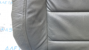 Chevrolet Malibu 16-25 passenger seat back upholstery, gray leather, wrinkled, tears