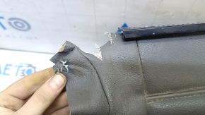 Chevrolet Malibu 16-25 passenger seat back upholstery, gray leather, wrinkled, tears