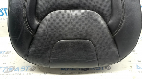 Jeep Cherokee KL 19-23 passenger seat cushion upholstery, black leather, perforated, heated, dented leather, scratches