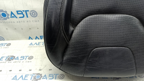 Jeep Cherokee KL 19-23 passenger seat cushion upholstery, black leather, perforated, heated, dented leather, scratches