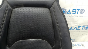 Jeep Cherokee KL 19-23 passenger seat cushion upholstery, black leather, perforated, heated, dented leather, scratches