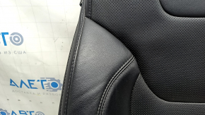 Jeep Cherokee KL 19-23 passenger seat back upholstery, black leather, perforated, heated, dented leather, scratches