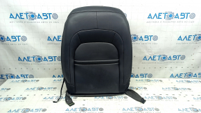 Jeep Cherokee KL 19-23 passenger seat back upholstery, black leather, perforated, heated, dented leather, scratches