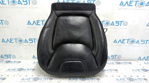 Jeep Cherokee KL 19-23 passenger seat cushion upholstery, black leather, perforated, heated, dented