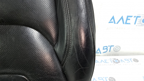 Jeep Cherokee KL 19-23 passenger seat cushion upholstery, black leather, perforated, heated, dented