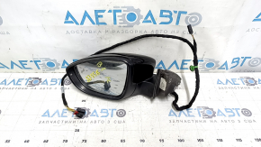 Left side mirror assembly for VW Passat b8 16-19 USA, 10+2 pins, turn signal, BSM, heated, black LC9X, sand, scratches, chips