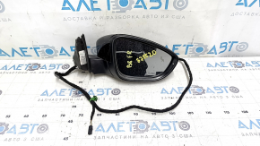 Right side mirror assembly for VW Passat B8 16-19 USA, 10+2 pins, turn signal, BSM, heated, black LC9X, sand, scratches