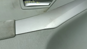 Front left door trim panel for Toyota Prius 30 10-15, gray with gray cloth insert, gray cloth armrest, gray molding structure, with handle, scratches, needs cleaning, crack in fastener
