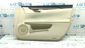 Front right door panel for Lexus ES300h ES350 13-15 beige with beige leather insert, beige leather armrest, glossy wood molding, scratches