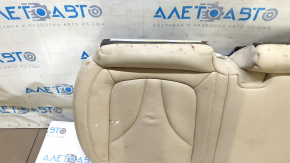 Lincoln MKX 16-18 rear seat cushion, beige leather, dry clean, wrinkled, foam break