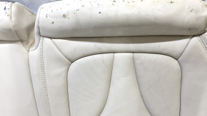 Lincoln MKX 16-18 rear seat cushion, beige leather, dry clean, wrinkled, foam break