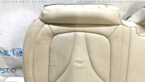 Lincoln MKX 16-18 rear seat cushion, beige leather, dry clean, wrinkled, foam break