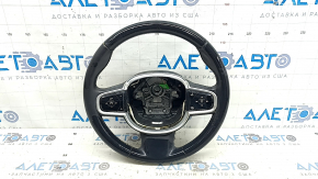 Volvo XC90 16-23 black leather steering wheel, no heating or paddle shifters, worn, scratches