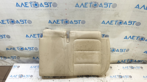 Rear seat cushion upholstery, 2nd row, left, VW Tiguan 09-17, beige leather, perforated, dry-cleanable, dented, torn