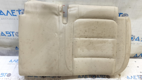 Rear seat cushion upholstery, 2nd row, left, VW Tiguan 09-17, beige leather, perforated, dry-cleanable, dented, torn