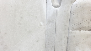 Rear seat cushion upholstery, 2nd row, left, VW Tiguan 09-17, beige leather, perforated, dry-cleanable, dented, torn