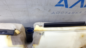 Rear seat cushion upholstery, 2nd row, left, VW Tiguan 09-17, beige leather, perforated, dry-cleanable, dented, torn